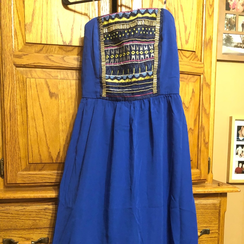 Maurice’s strapless hi-lo dress with beading